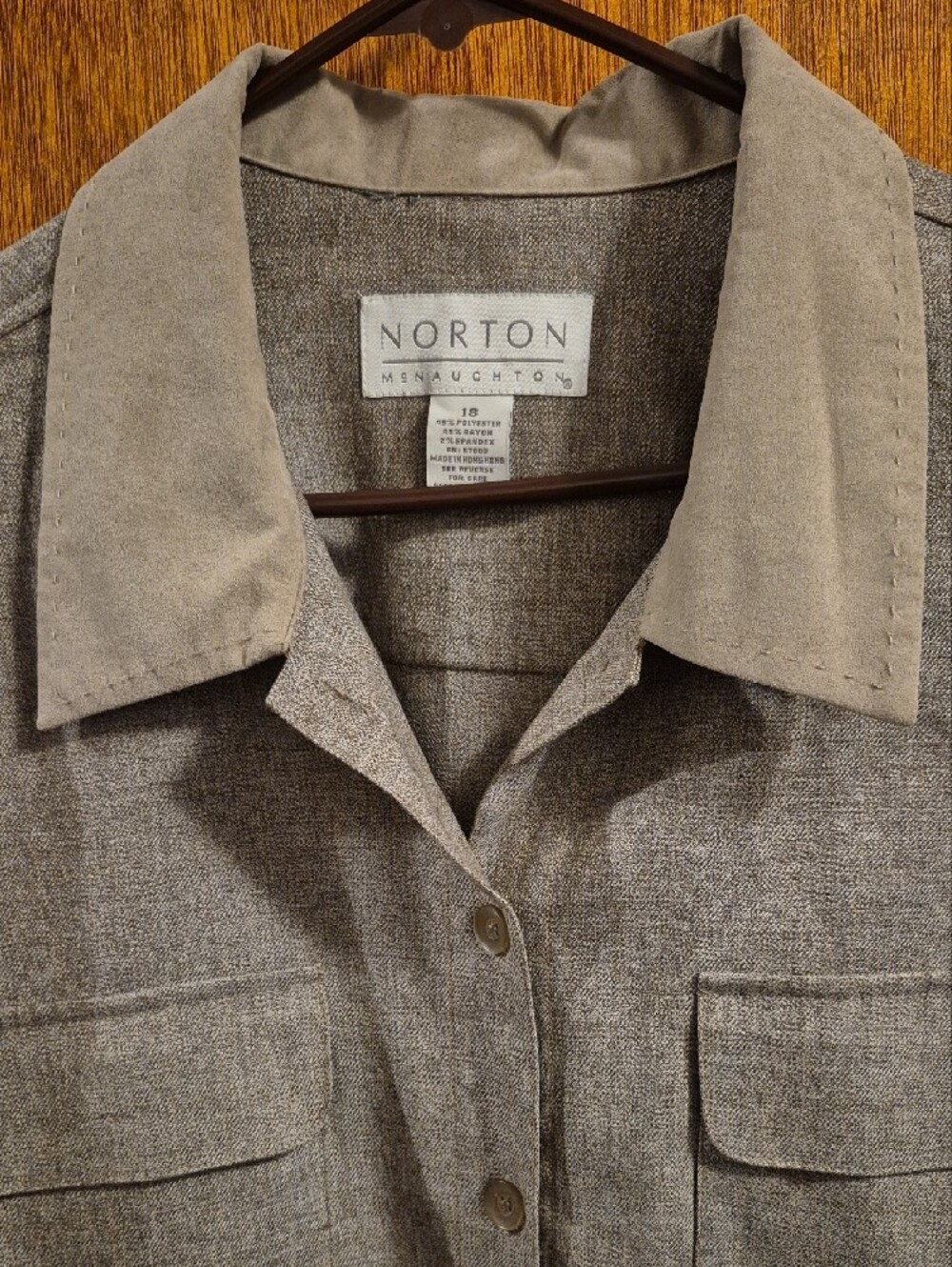 Norton McNaughton Tan Button-Up Jacket with Contrast Collar - Picture 2 of 10